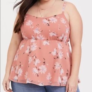 Torrid Vintage Orange Floral Chiffon Babydoll Cami